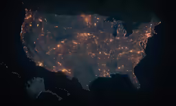 the united states is lit up by night
