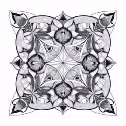 an intricate drawing with lines, flowers and leaves