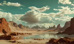an image of a mountain scene with lake
