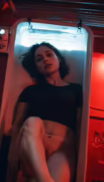 a beautiful woman laying in the back of a boat