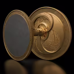 a close up of the side view of an open door with a clock and gears on it
