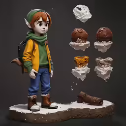 a doll with red hair and an elf outfit on