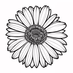 a black and white photo of a large flower,an illustration of a single daisy bloom in black and white