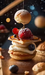 a stack of four doughnuts sitting on top of each other