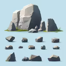rocks that are next to each other on a blue surface