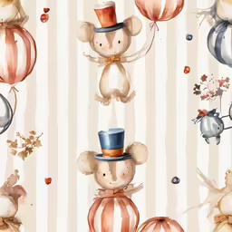 wallpaper featuring mice, striped stripes and balloons