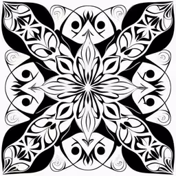 a black and white print with many circular design elements,a stylized black and white pattern