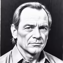 a black and white drawing of an old man