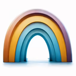 a multi colored archway and white background with some orange, yellow, and blue arches
