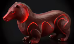 a plastic animal statue is shown on a black background