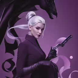 an advertisement for the game black swan, with a woman in her arms holding a gun