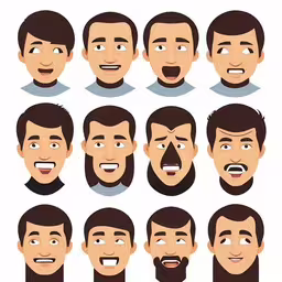 several images of different facial expressions for a man,a collection of cartoon avatars set of men with various facial expressions