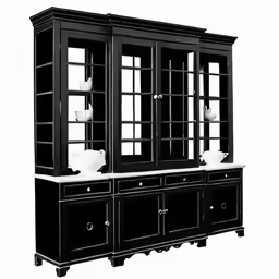 3d rendering of black display cabinet