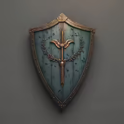 a shield with a golden cross in the center