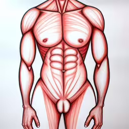 the back end of a diagram of a muscular man,a drawing of a man with muscles visible