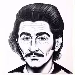 a black and white drawing of johnny john,a drawing of a man