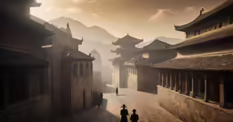 an alley between two buildings that are not very far off