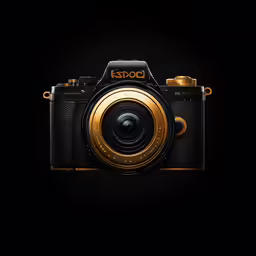 the dark background shows a camera in the process of being illuminated