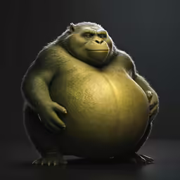 a big fat gorilla sitting on top of a giant metal ball