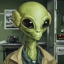 the man is dressed up in his alien costume