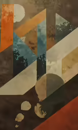 a painting with different elements all over the place