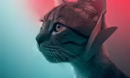 a cat has an electronic head massage made to look like a human