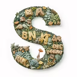 the number nine is made out of leaves and letters