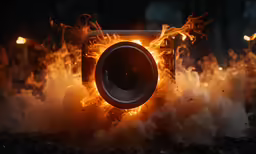 the speaker is on fire and in flames