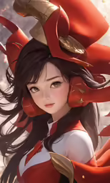 an animated image of a anime girl with horns and costume
