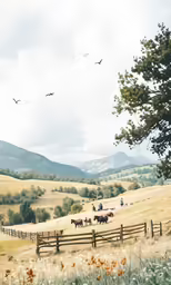 some cattle are grazing and a view of a farm