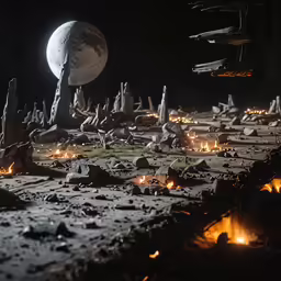 the view from above of a barren area with several objects on the ground