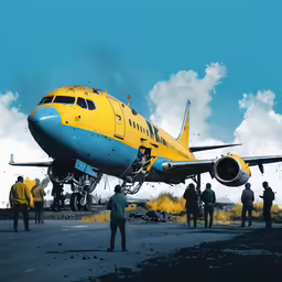 an airplane is being walked down a runway