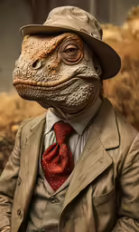 an altered photograph of a man wearing a suit and tie