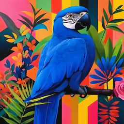 a large blue parrot is sitting on a branch