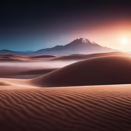 desert scene with sunbeams and sand dunes