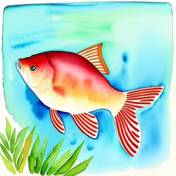 there is a painting of a fish swimming