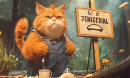 a cat in an image taken from behind a table