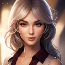 an illustration of a blonde woman in the middle of her hair and eyes