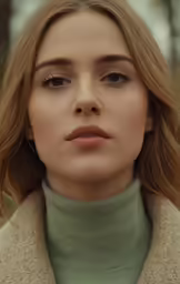 a young lady with an eyeliner and coat on