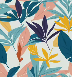 an abstract pattern with colorful leaves and foliage