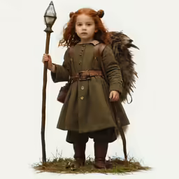 a little girl wearing an angel outfit and holding a small stick