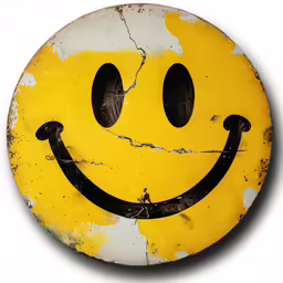 a round yellow and white smiley face with two eyes