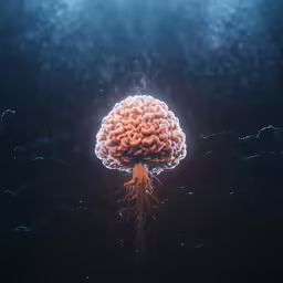 a red brain in the middle of water