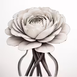 a large white flower is in a vase