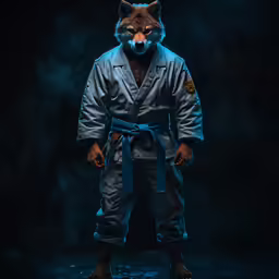 the man wearing an animal mask is standing in front of the camera