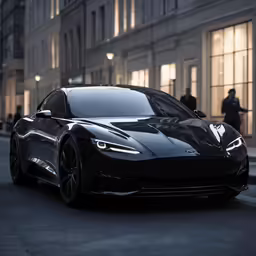 black car parked in front of a building