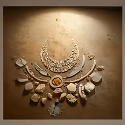 a sculpture with some different pieces and lights