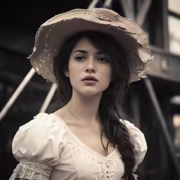 there is a young woman that has a hat on