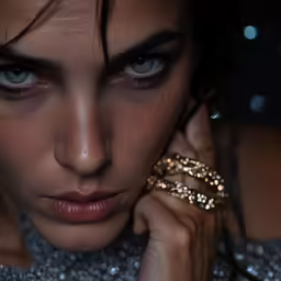 there is a young woman in the dark
