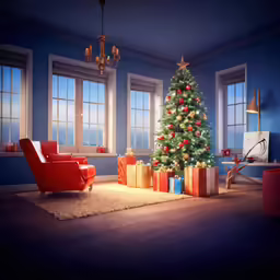 a christmas tree in the corner of a room